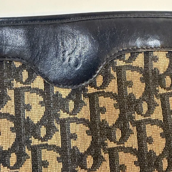 Dior Vintage Canvas Logo and Blue Leather Bag EUC Including 2 Pouches - Picture 3 of 15